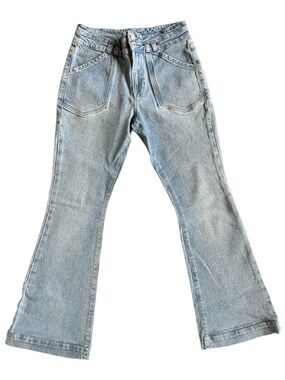 Frame Double Button Pocket Flare Jean Size 32 Caye Wash Retro